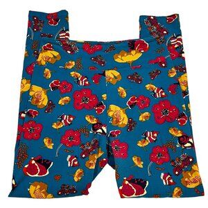 LuLaRoe Buttery Soft Leggings Original Vintage One Size Floral Blue/Pink/Yellow